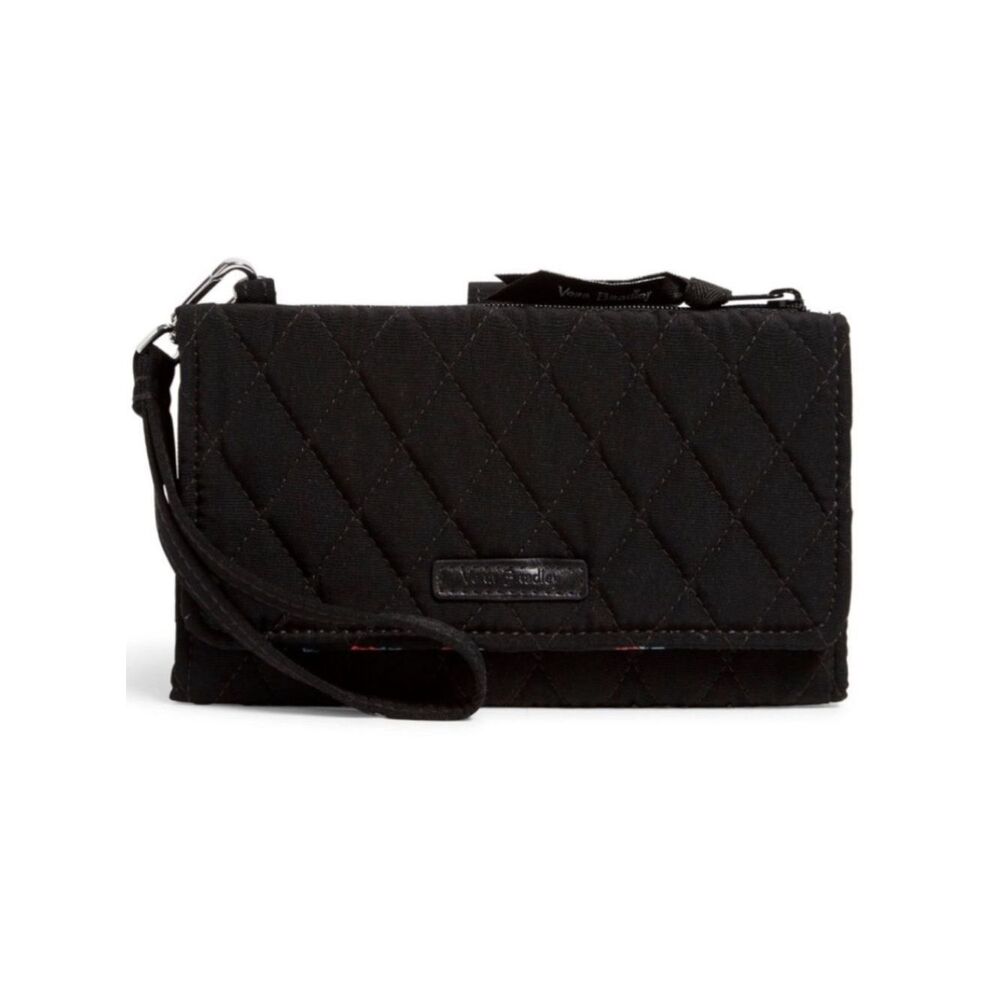 Vera Bradley Classic Black Microfiber RFID Smartphone Wristlet Wallet